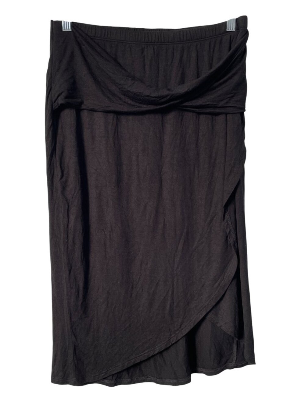 White Birch Midi Skirt Size 1X Faux Wrap Elastic Waist Career Business Casual